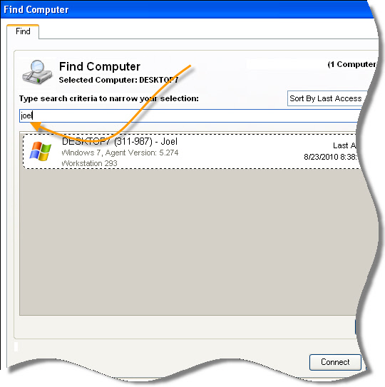 Enterprise Remote Control Find Window